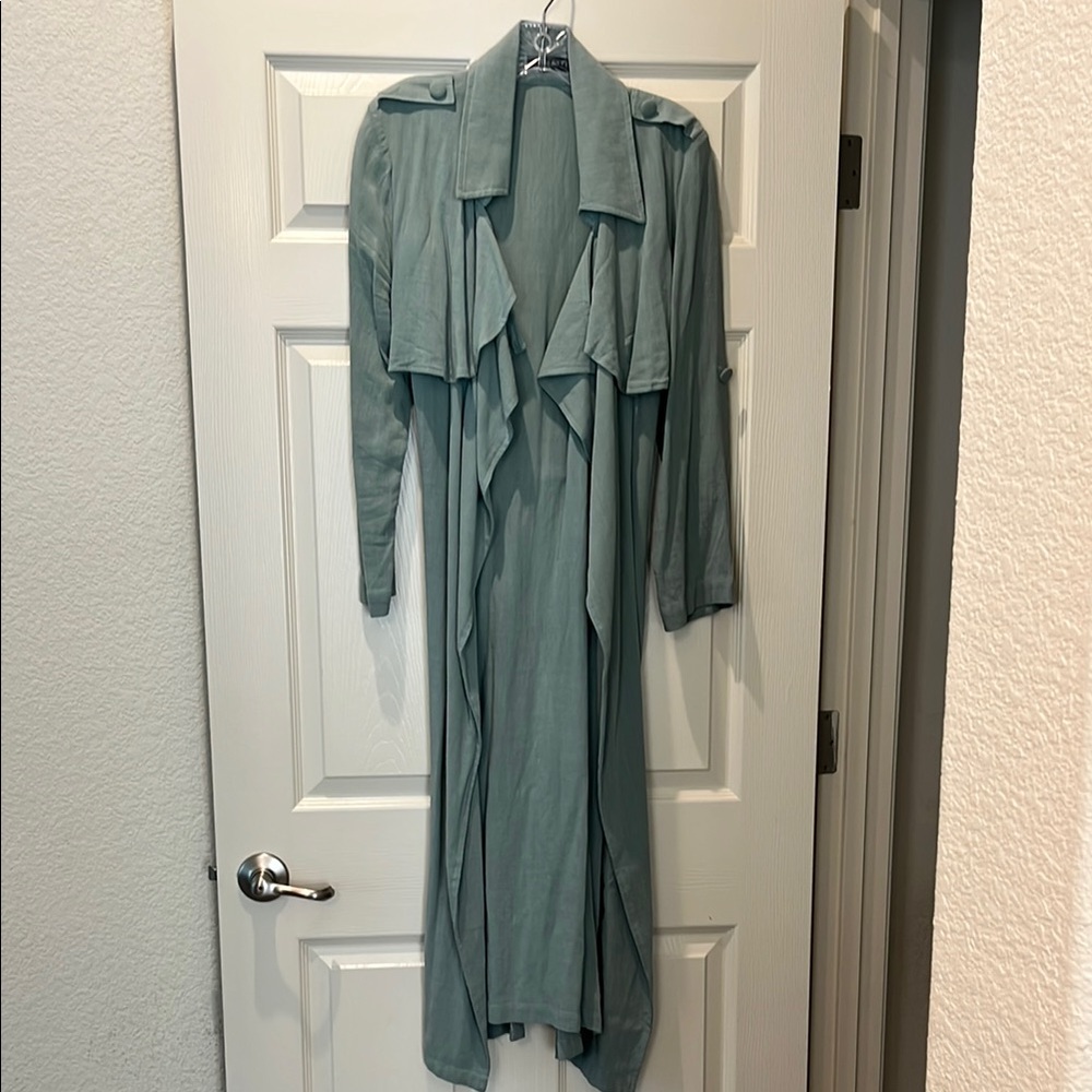 JLUXLABEL mint green long light coat